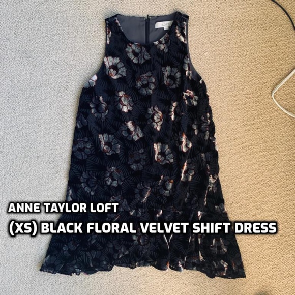 (XS) NWOT LOFT Velvet Drop-Waist Dress - Picture 1 of 7